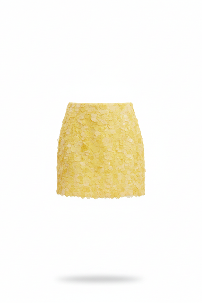 Jupe Paillette Jaune Mini Estivale