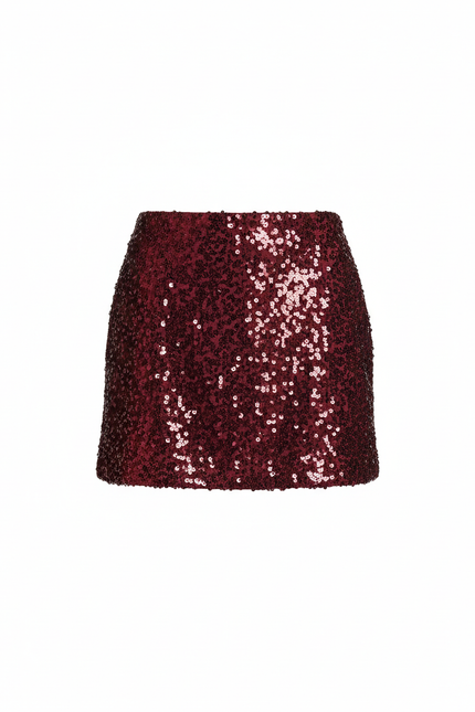 Jupe Paillette Bordeaux Mini Chic