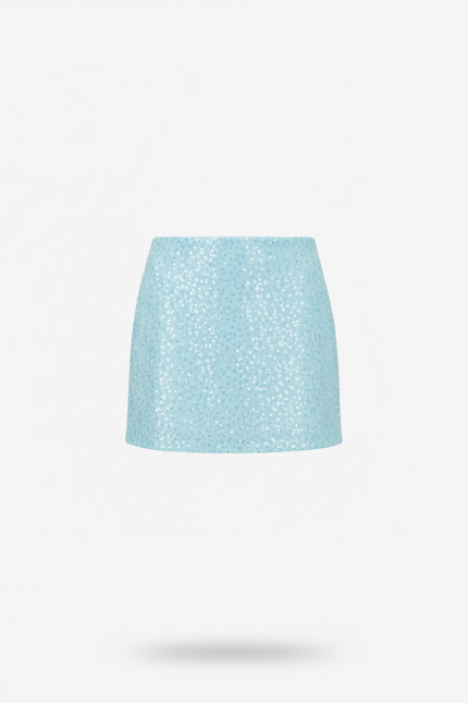 Jupe Paillette Bleu Clair Mini Chic