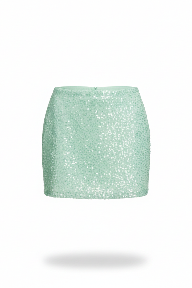 Jupe Paillette Vert Menthe Mini Chic