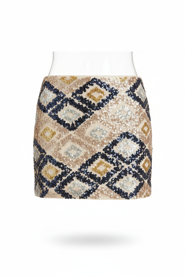 Jupe Paillette Mini Géométrique Chic