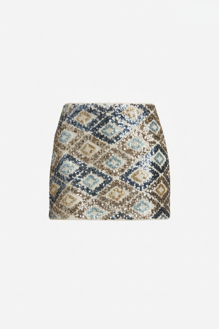 Jupe Paillette Géométrique Mini Chic