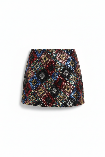 Jupe Paillette Mini Multicolore Chic