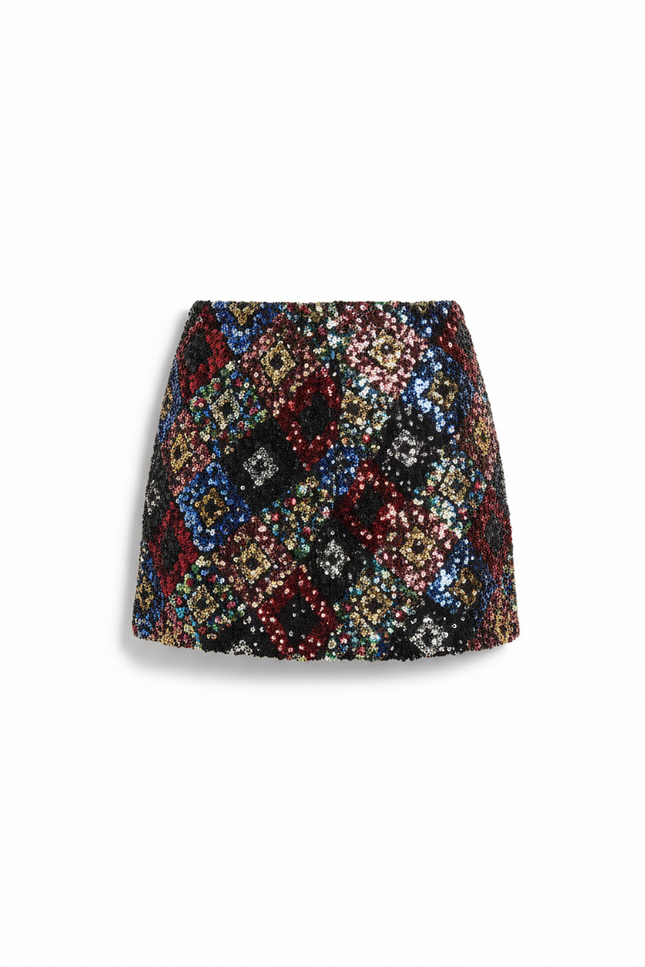 Jupe Paillette Mini Multicolore Chic