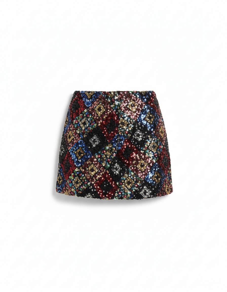 Jupe Paillette Mini Multicolore Chic
