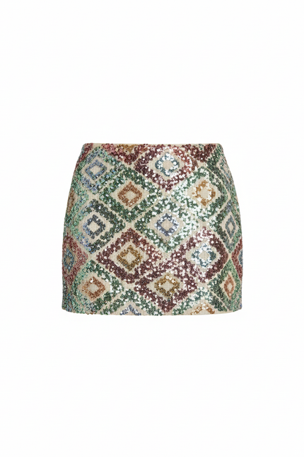 Jupe Paillette Mini Motif Géométrique Chic