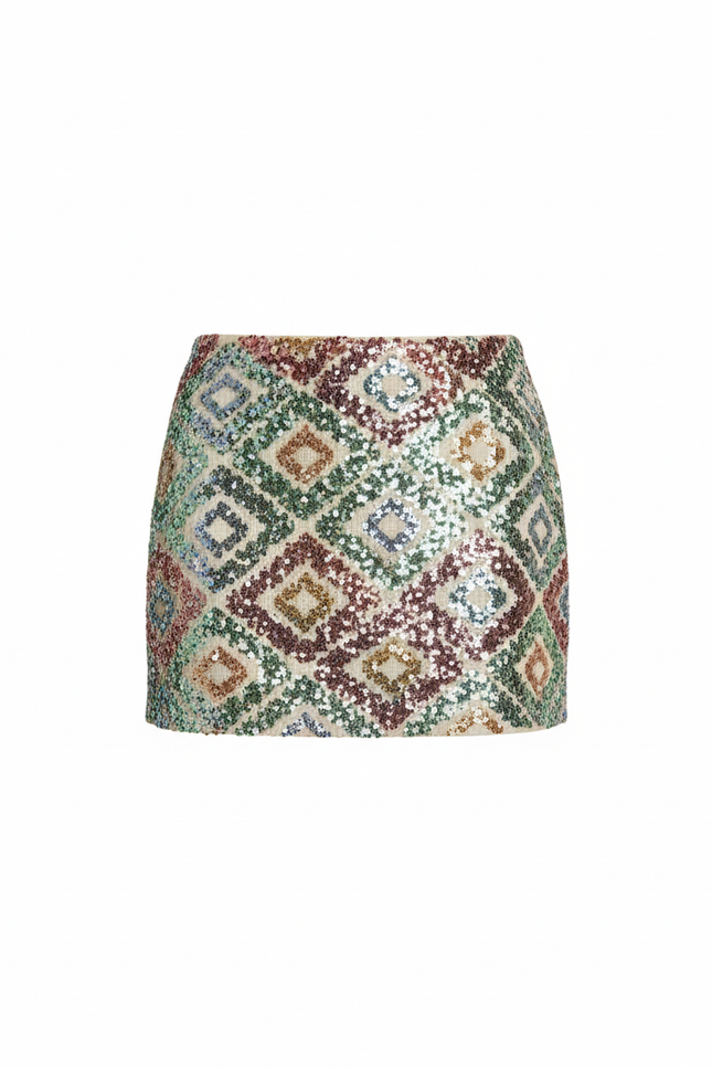Jupe Paillette Mini Motif Géométrique Chic