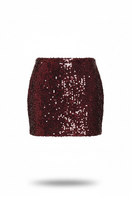 Jupe Paillette Bordeaux Mini Chic