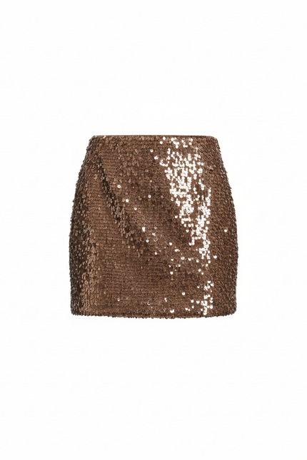 Jupe Paillette Marron Mini Chic